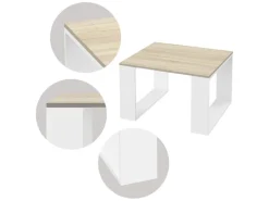 Clearance ML-Design Couchtisch 65x65x40 cm Eicheoptik-Weiß Quadratischer Braun-Weiß