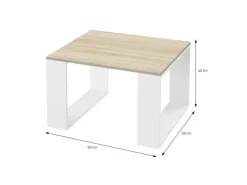 Clearance ML-Design Couchtisch 65x65x40 cm Eicheoptik-Weiß Quadratischer Braun-Weiß