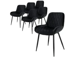 ML-Design 6Er Set Esszimmerstühle Esszimmerstuhl mit Rücken- Armlehnen Schwarz
