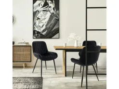 Sale ML-Design 2Er Set Esszimmerstühle mit Rücken und Armlehnen Schwarz Samt