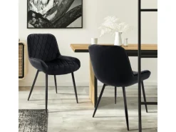 Sale ML-Design 2Er Set Esszimmerstühle mit Rücken und Armlehnen Schwarz Samt