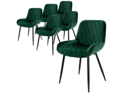 ML-Design 6Er Set Esszimmerstühle Esszimmerstuhl mit Rücken Armlehnen Dunkelgrün