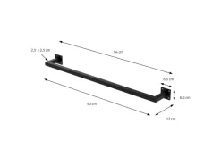 ML-Design 3Er Set Kleiderstange Rechteck für die Wand T12cmxB90cm Schwarz U-Form