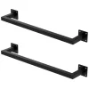 ML-Design 2Er Set Kleiderstange Rechteck für die Wand 12x60 cm Schwarz aus Stahl