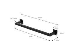 ML-Design 2Er Set Kleiderstange Rechteck für die Wand 12x60 cm Schwarz aus Stahl