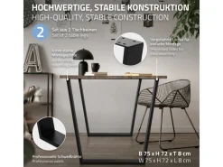 Clearance ML-Design 2Er Set Tischbeine Trapez 75x72 cm V-Form Schwarz Profil 8x2 cm Stahl
