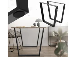 Clearance ML-Design 2Er Set Tischbeine Trapez 75x72 cm V-Form Schwarz Profil 8x2 cm Stahl