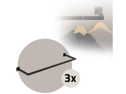 ML-Design 3Er Set Wand Kleiderstange Rechteck 30x110cm Schwarz Stahl