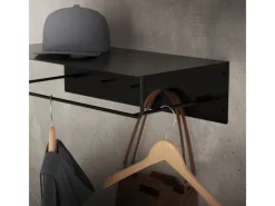 Hot ML-Design 2Er Set Wandgarderobe mit Hakenleiste Kleiderstange 60x30x15cm Schwarz