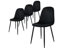 Hot ML-Design Esszimmerstühle 4er Set Schwarz Küchenstuhl mit Samtbezug
