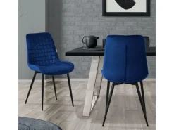 Best ML-Design Esszimmerstühle 2Er Set Sitzfläche aus Samt mit Rückenlehne Dunkelblau
