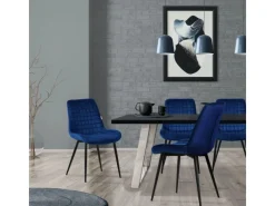 Best ML-Design Esszimmerstühle 2Er Set Sitzfläche aus Samt mit Rückenlehne Dunkelblau