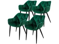 ML-Design Esszimmerstühle 4Er Set Dunkelgrün Küchenstuhl mit Dickem Samtstoff