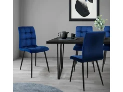 ML-Design Esszimmerstühle 4Er Set Dunkelblau mit Rückenlehne mit Samtbezug