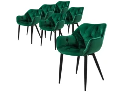 Outlet ML-Design Esszimmerstühle 6Er Set Dunkelgrün Küchenstuhl mit Dickem Samtstoff