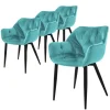 ML-Design Esszimmerstühle 4Er Set Petrol Küchenstuhl mit Dickem Samtstoff