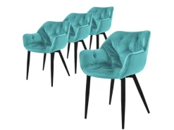 ML-Design Esszimmerstühle 4Er Set Petrol Küchenstuhl mit Dickem Samtstoff