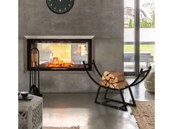 ML-Design Kaminholzregal 55 x 94 x 21 cm Schwarz Metall Innen/Außen U-förmiges