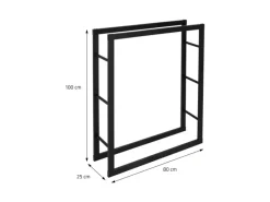 Outlet ML-Design Kaminholzregal 80x100x25 cm Rechteckig Schwarz Metall Innen/Außen