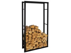 Outlet ML-Design Kaminholzregal 80x150x25 cm Rechteckig Schwarz Metall Innen/Außen