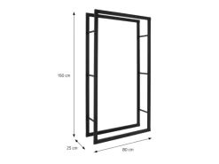 Outlet ML-Design Kaminholzregal 80x150x25 cm Rechteckig Schwarz Metall Innen/Außen