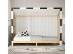 Outlet ML-Design Kinderbett Fußballtor 90x200 cm Schwarz-Weiß Kiefernholz