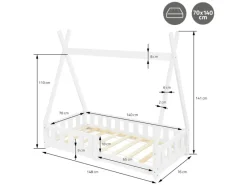 ML-Design Kinderbett Tipi 70x140 cm mit Rausfallschutz Lattenrost