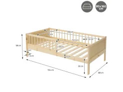 Clearance ML-Design Kinderbett 80x160 cm Natur Kinder Einzelbett mit Lattenrost Beige