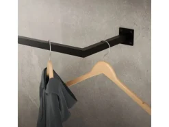 ML-Design Kleiderstange Rechteck für Wand T12cmxB110cm Schwarz aus Stahl U-Form