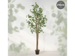 ML-Design Künstliche Eukalyptus 210cm Groß Kunstpflanze Naturholzstamm