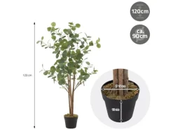 Best ML-Design Künstliche Eukalyptus 120cm Groß Kunstpflanze Naturholzstamm