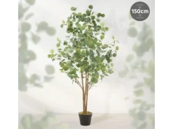 ML-Design Künstliche Eukalyptus 150cm Groß Kunstpflanze Naturholzstamm