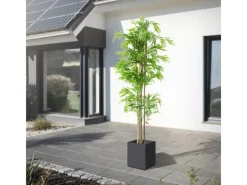 ML-Design Künstlicher Bambus 210cm Groß Kunstpflanze mit Echtholzstamm