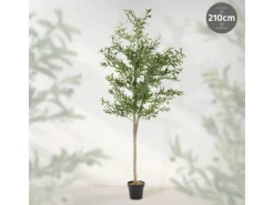 ML-Design Künstlicher Olivenbaum im Topf 210cm Groß mit Naturholzstamm