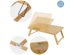 New ML-Design Laptoptisch aus Bambus fürs Sofa Höhenverstellbar Klappbar Braun