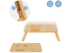New ML-Design Laptoptisch aus Bambus fürs Sofa Höhenverstellbar Klappbar Braun