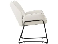 Online ML-Design Loungesessel Beige mit Leinenbezug mit Armlehne und Rückenlehne Beige-Schwarz