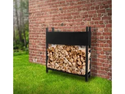 Hot ML-Design Metall Kaminholzregal mit Abdeckung 113x25x115 cm Anthrazit Stahl