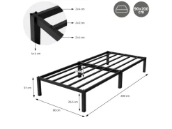 Outlet ML-Design Metallbett 90x200cm auf Stahlrahmen mit Lattenrost Bettgestell Schwarz