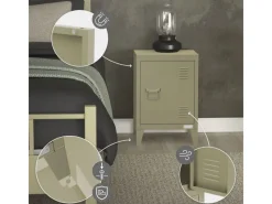 Clearance ML-Design Nachttisch in 40x30x58 cm aus Stahl Industriedesign Olive