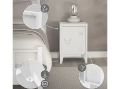 Outlet ML-Design Nachttisch in 40x30x58 cm aus Stahl Industriedesign Weiß