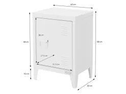 Outlet ML-Design Nachttisch in 40x30x58 cm aus Stahl Industriedesign Weiß