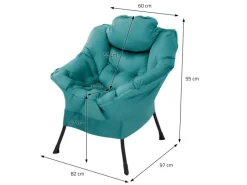 ML-Design Relaxsessel Petrol mit Armlehnen Kopfkissen und Seitentasche