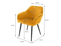 ML-Design Set 2 Esszimmerstühle mit Armlehne und Rückenlehne Senfgelb Samtbezug