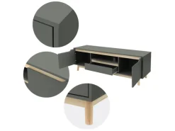 Outlet ML-Design TV-Schrank 140x40x46cm Grün-Natur mit 2 Türen für Fernseher bis 65Zoll