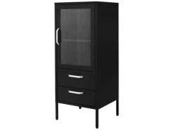 ML-Design Vitrinenschrank 42x102x40 cm Schwarz Metallschrank aus Stahl