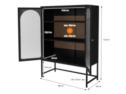 ML-Design Vitrinenschrank 85x120x40 cm Schwarz Metallschrank aus Stahl