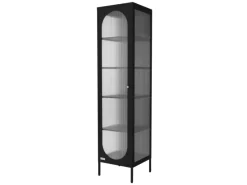 ML-Design Vitrinenschrank 42x175x40 cm Schwarz Schmale Vitrine Stahl