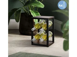 ML-Design Weinregal für 4 Flaschen 24x21x37,5 cm Freistehendes aus Holz Metall