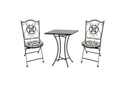 Online Mojawo Mosaik Sitzgarnitur Set 3teilig Sitzgruppe Gartenmöbel Tisch Stühle 60cm